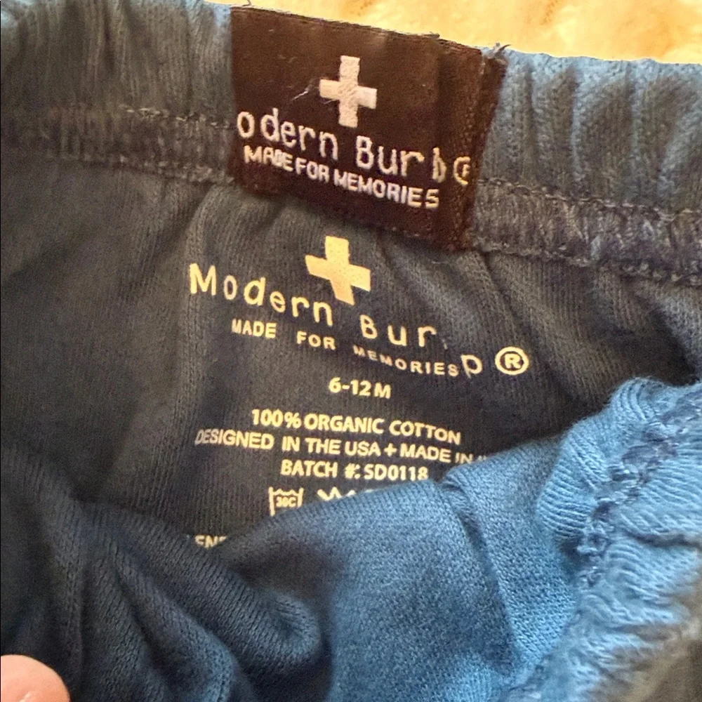 Modern burlap 100% Organic Cotton Kids Bloomers - Blue 6-12m